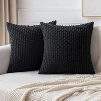 Blød Ribfløjls Pyntepude med Striber | Boho Stil
