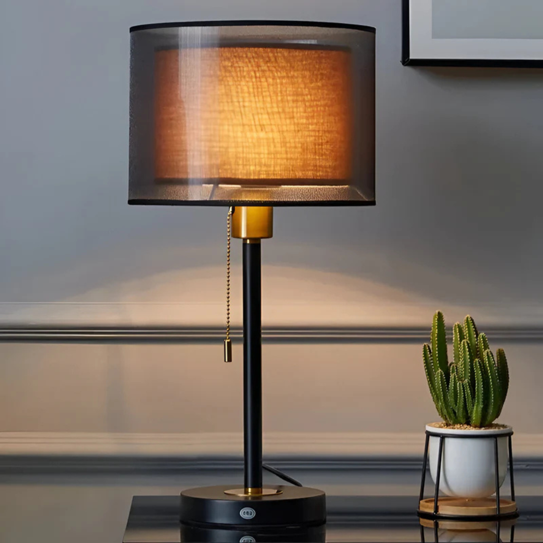 Moderne Bordlampe | Dobbelt Stofskærm