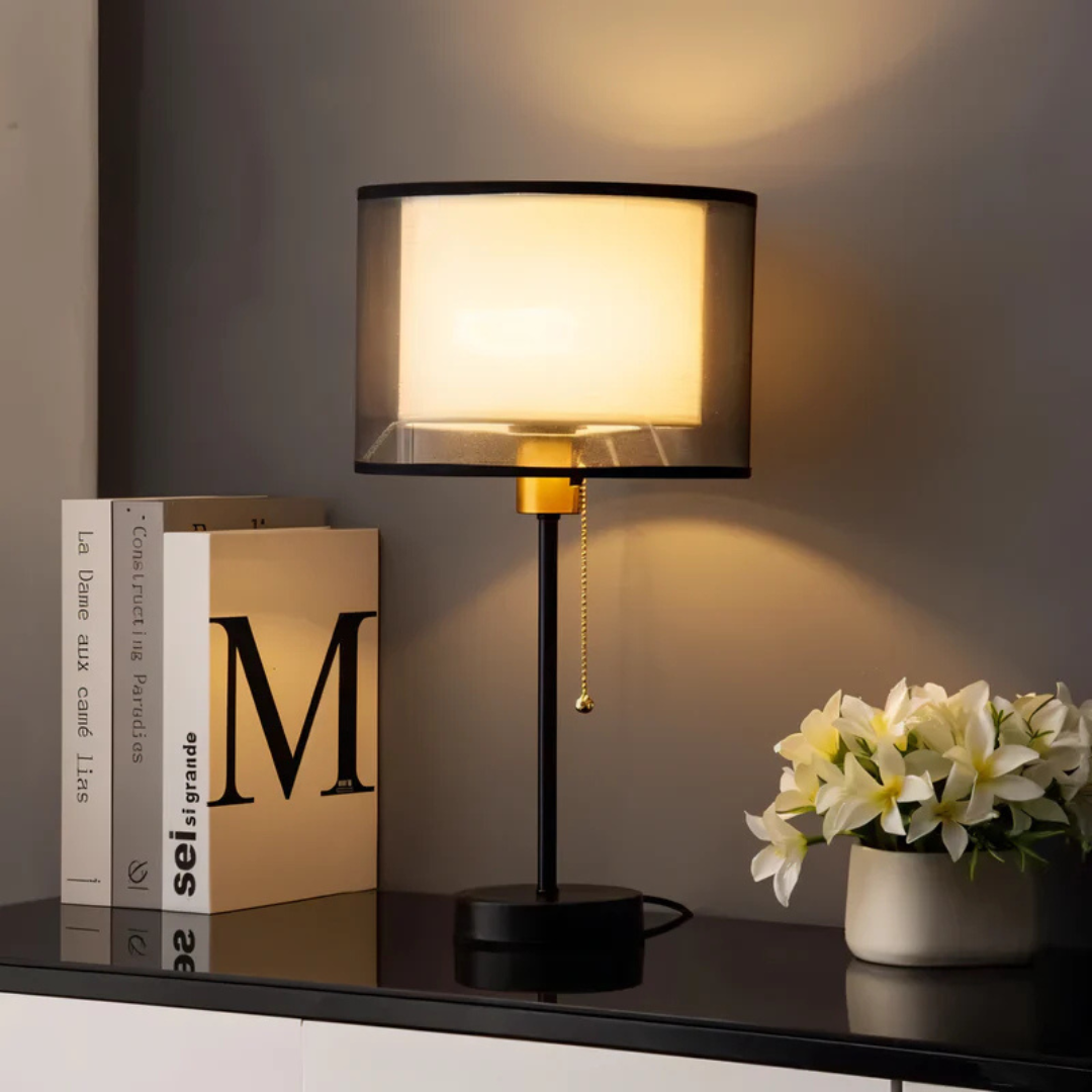 Moderne Bordlampe | Dobbelt Stofskærm