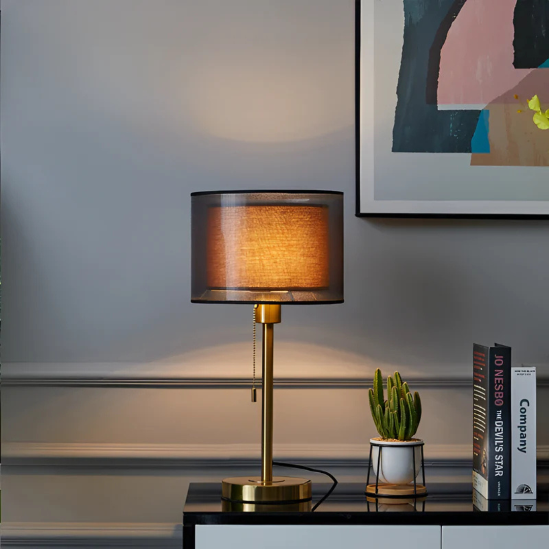 Moderne Bordlampe | Dobbelt Stofskærm