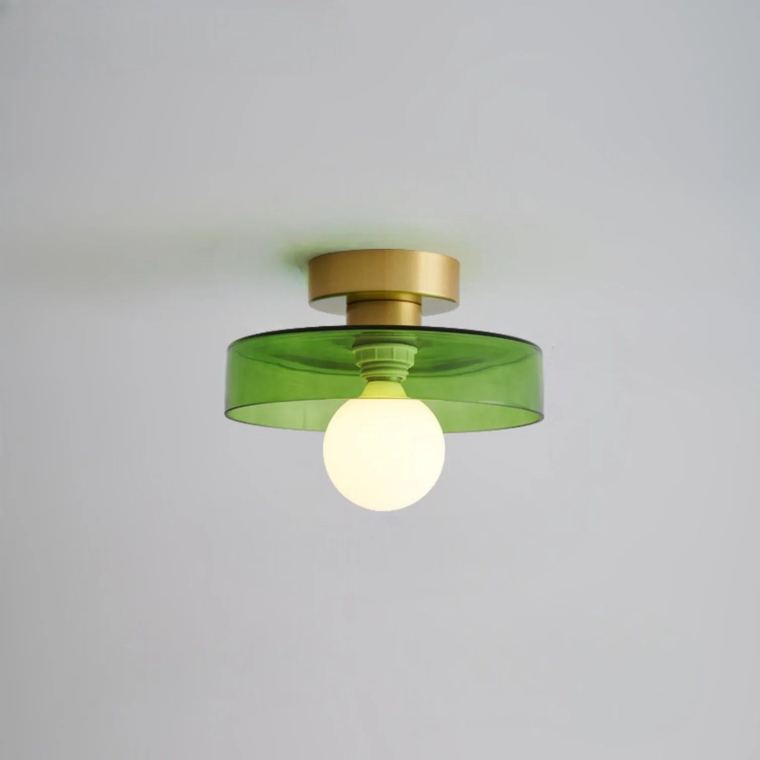 Moderne Loftlampe | Grøn Glas & Messing LED