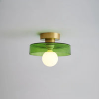 Moderne Loftlampe | Grøn Glas & Messing LED