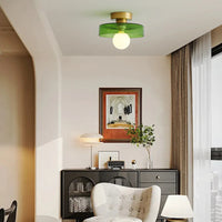 Moderne Loftlampe | Grøn Glas & Messing LED