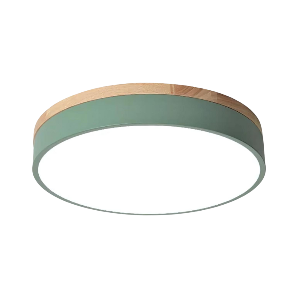Moderne Loftlampe | Rund LED med Trædetaljer