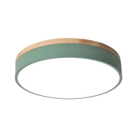 Moderne Loftlampe | Rund LED med Trædetaljer