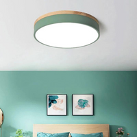 Moderne Loftlampe | Rund LED med Trædetaljer
