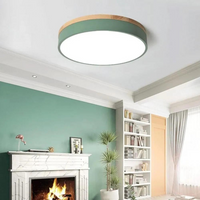Moderne Loftlampe | Rund LED med Trædetaljer