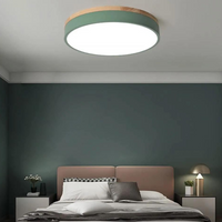 Moderne Loftlampe | Rund LED med Trædetaljer