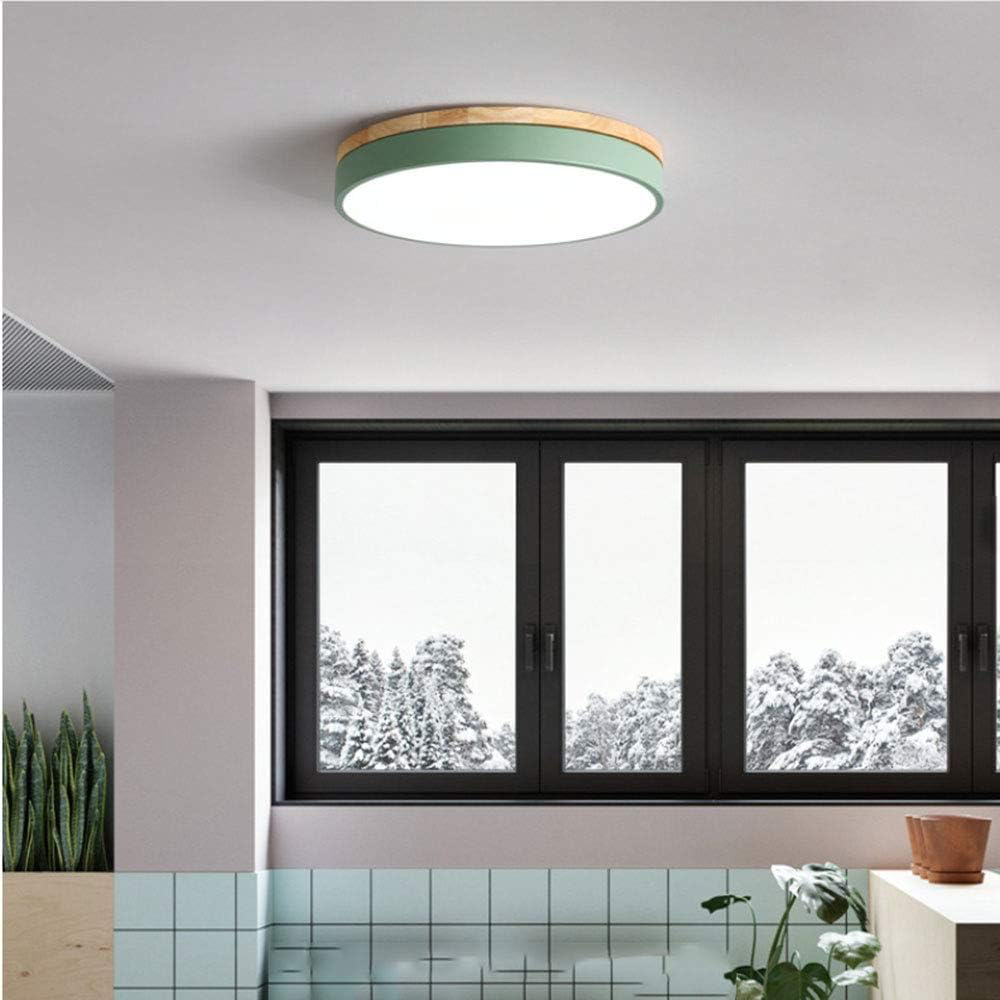 Moderne Loftlampe | Rund LED med Trædetaljer