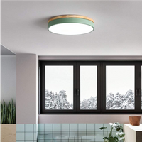 Moderne Loftlampe | Rund LED med Trædetaljer