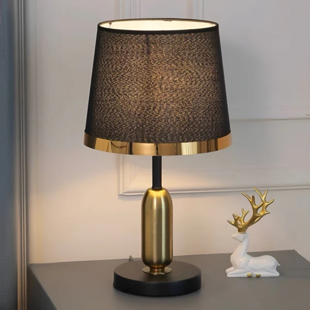 Moderne Stofskærm Bordlampe | Sort
