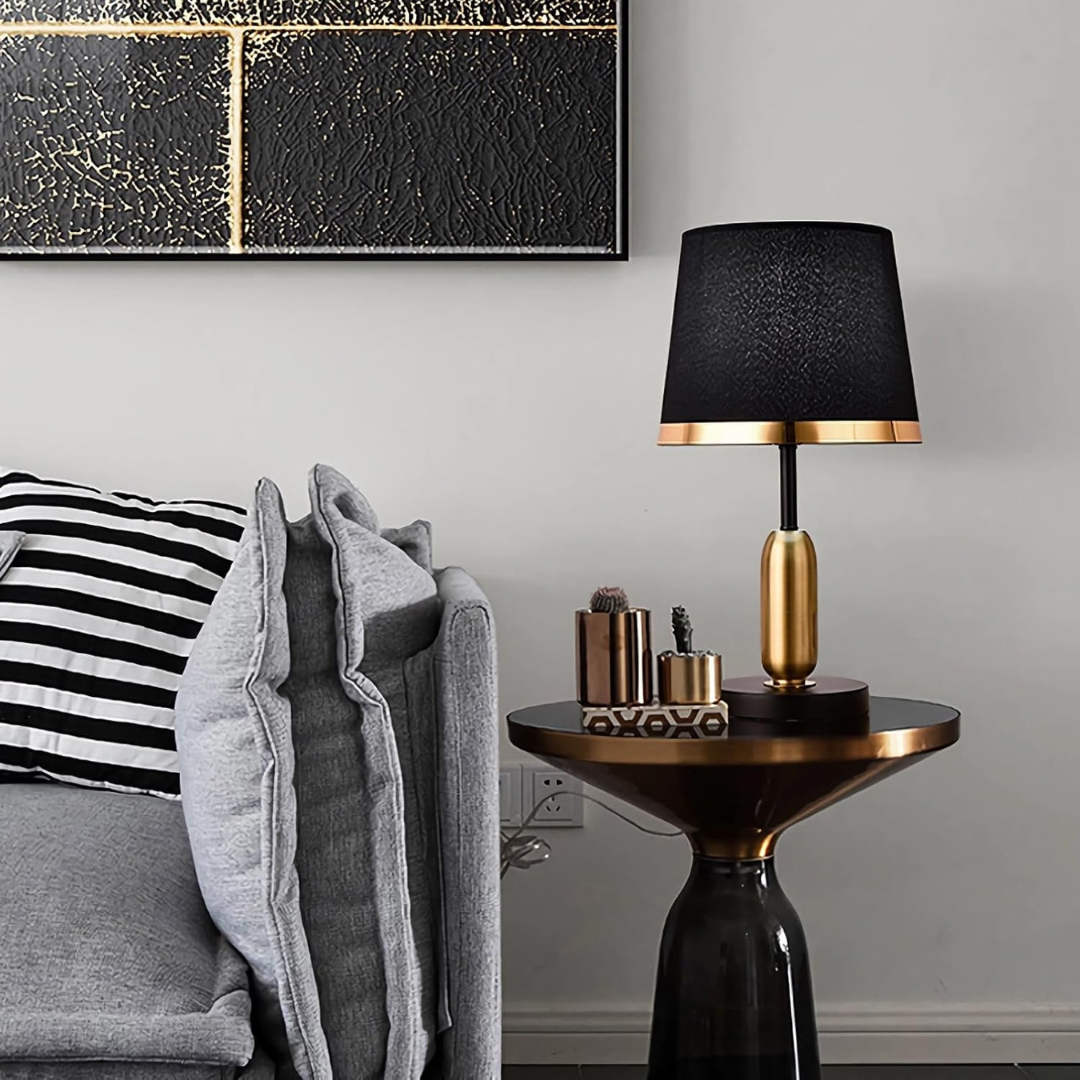 Moderne Stofskærm Bordlampe | Sort