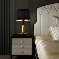 Moderne Stofskærm Bordlampe | Sort