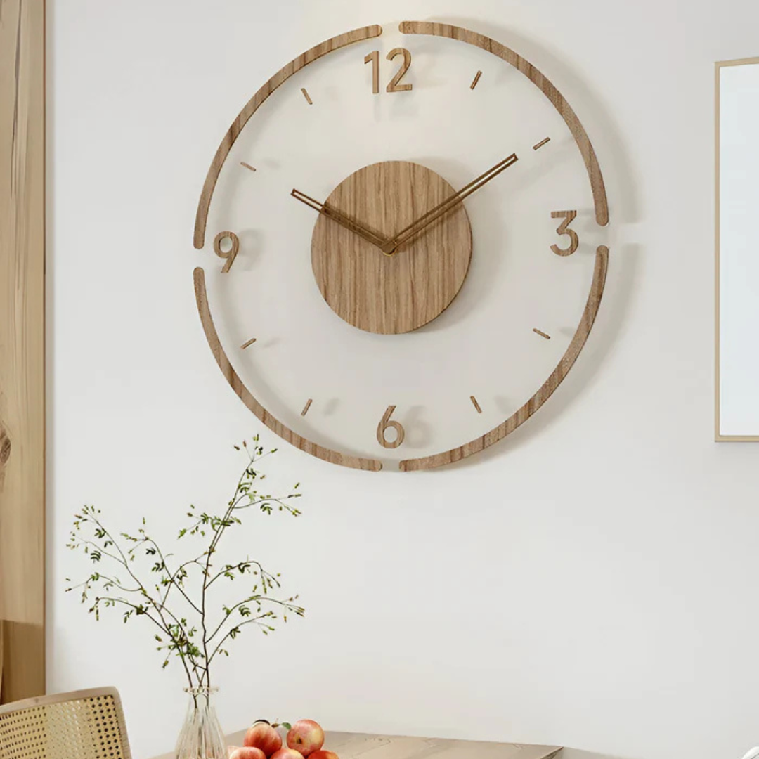 Moderne Vægur | 30 cm Akryl & Træ Design