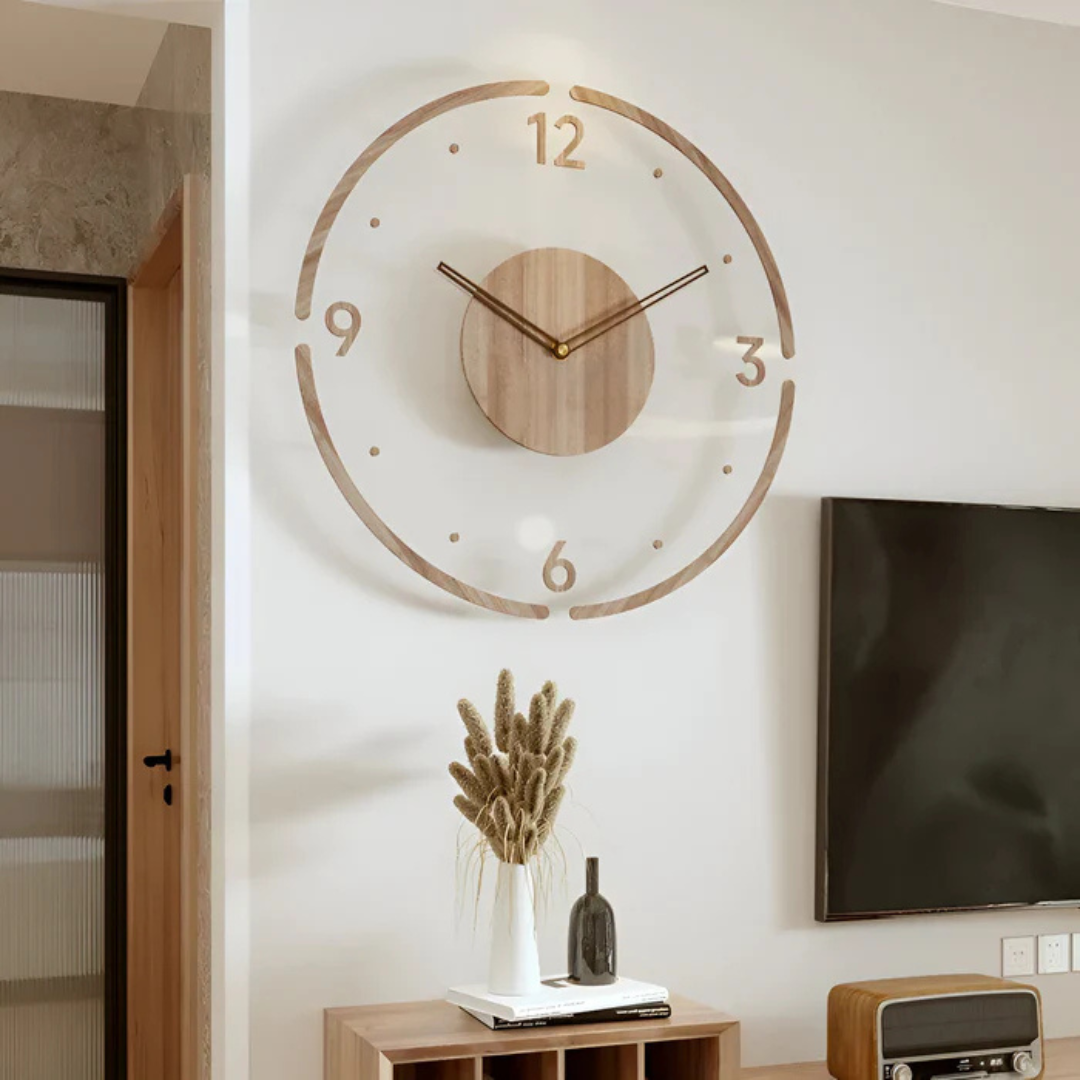Moderne Vægur | 30 cm Akryl & Træ Design