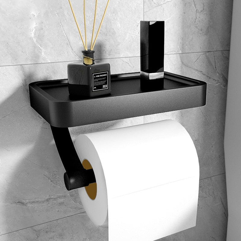 Toiletpapirholder med Hylde | Rustfrit Stål