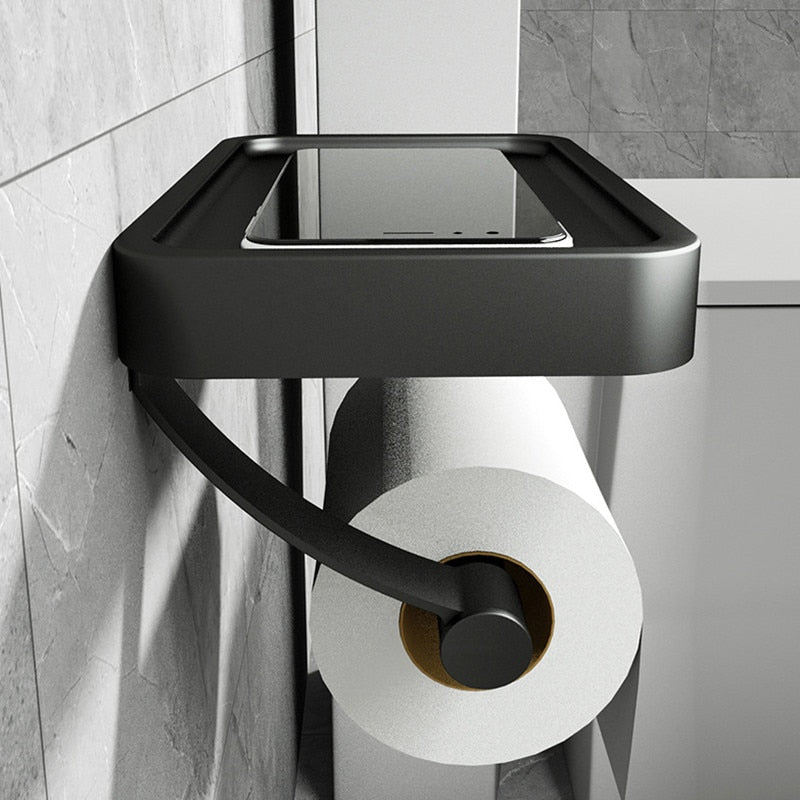 Toiletpapirholder med Hylde | Rustfrit Stål