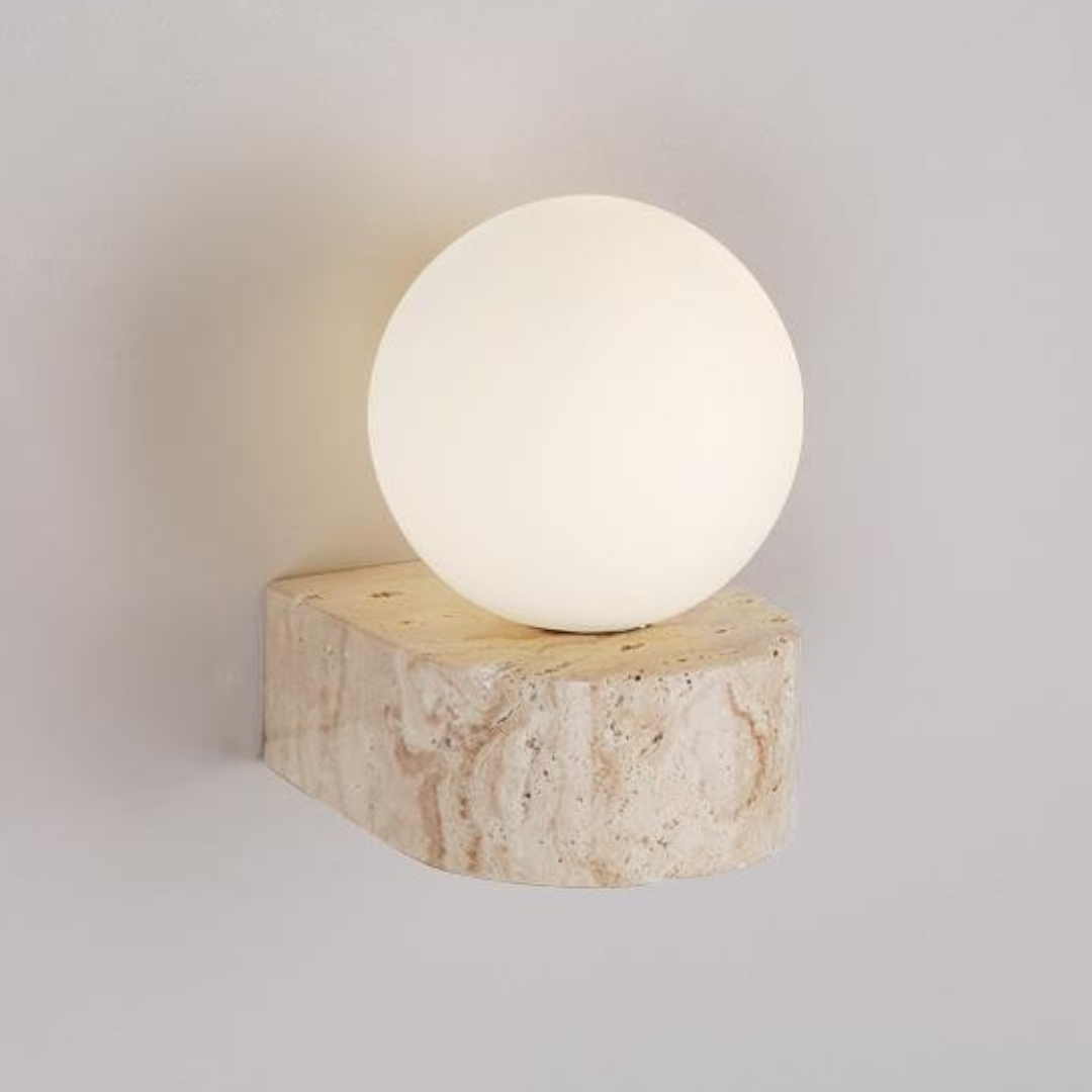 Lunara - Lámpara de Pared LED en Piedra Natural y Vidrio - Luminaire