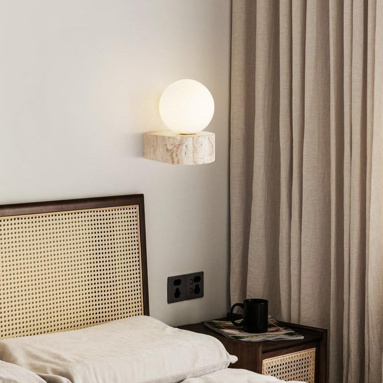 Lunara - Lámpara de Pared LED en Piedra Natural y Vidrio - Luminaire