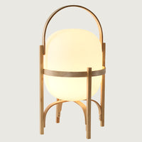 Træ Bordlampe med Opalineglas | Naturlig Design